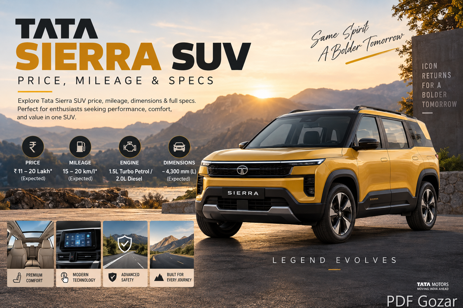 Tata Sierra SUV: Price, Mileage & Specs