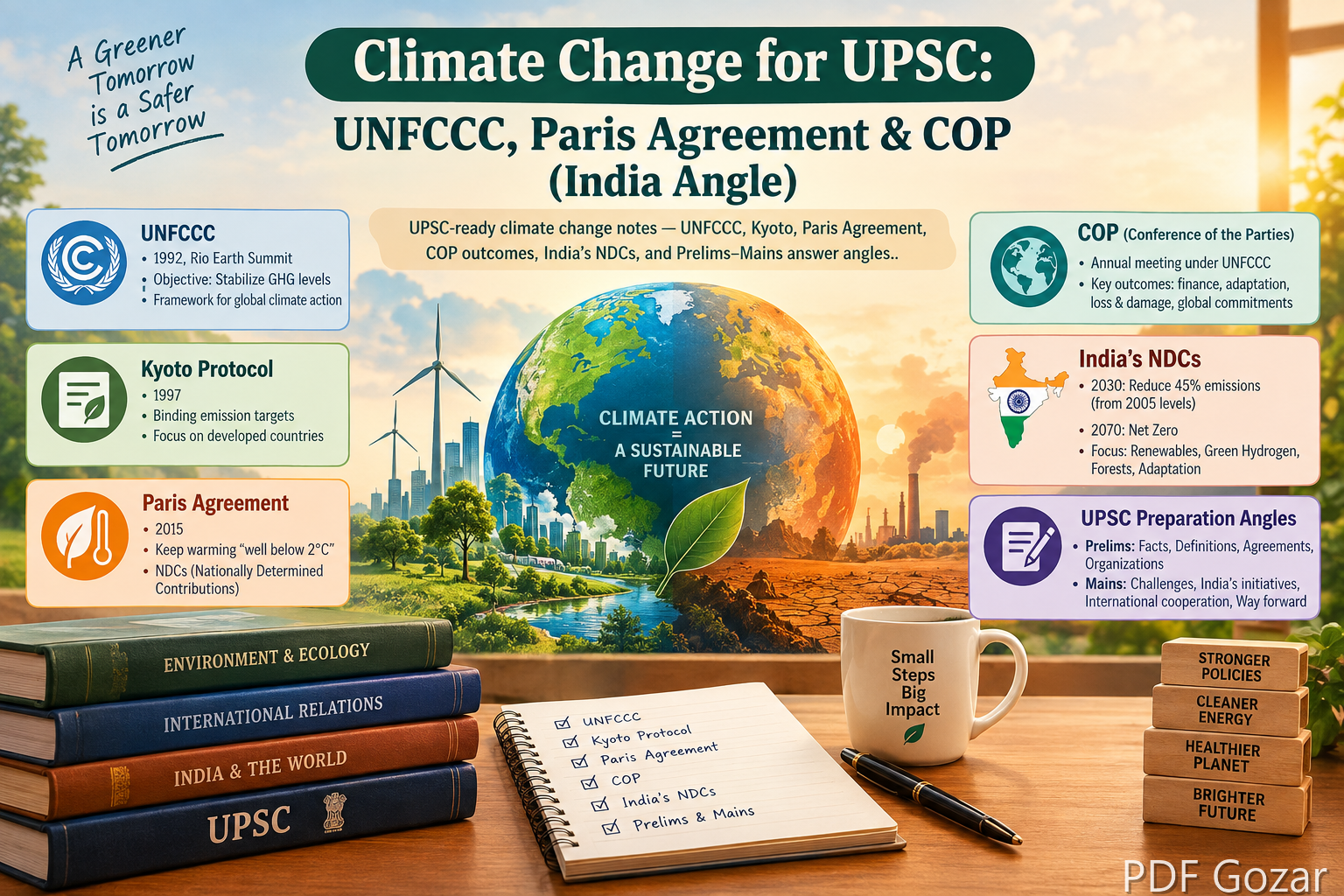 Climate Change for UPSC: UNFCCC, Paris Agreement & COP (India Angle)