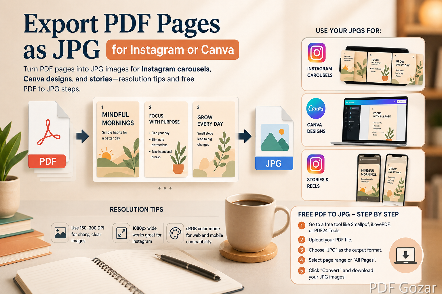 Export PDF Pages as JPG for Instagram or Canva