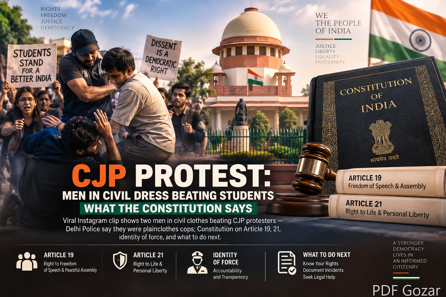 CJP Protest: Men in Civil Dress Beating Students — What the Constitution Says