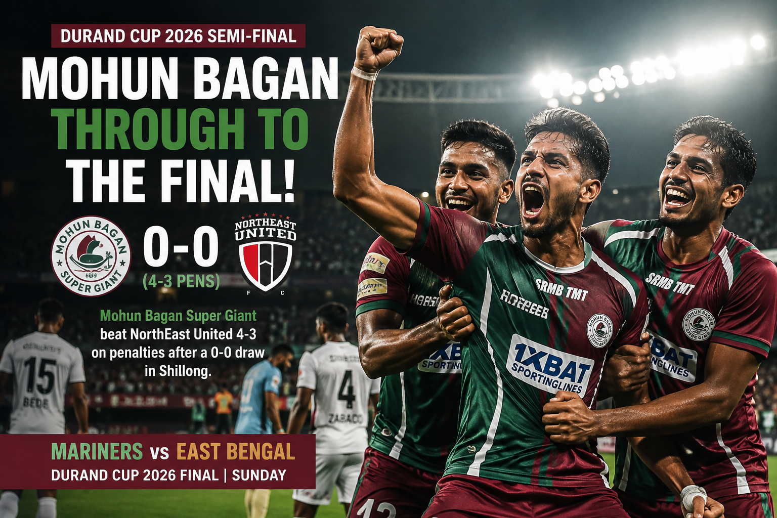 Durand Cup 2026: Mohun Bagan Beat NorthEast United, Reach Kolkata Derby Final