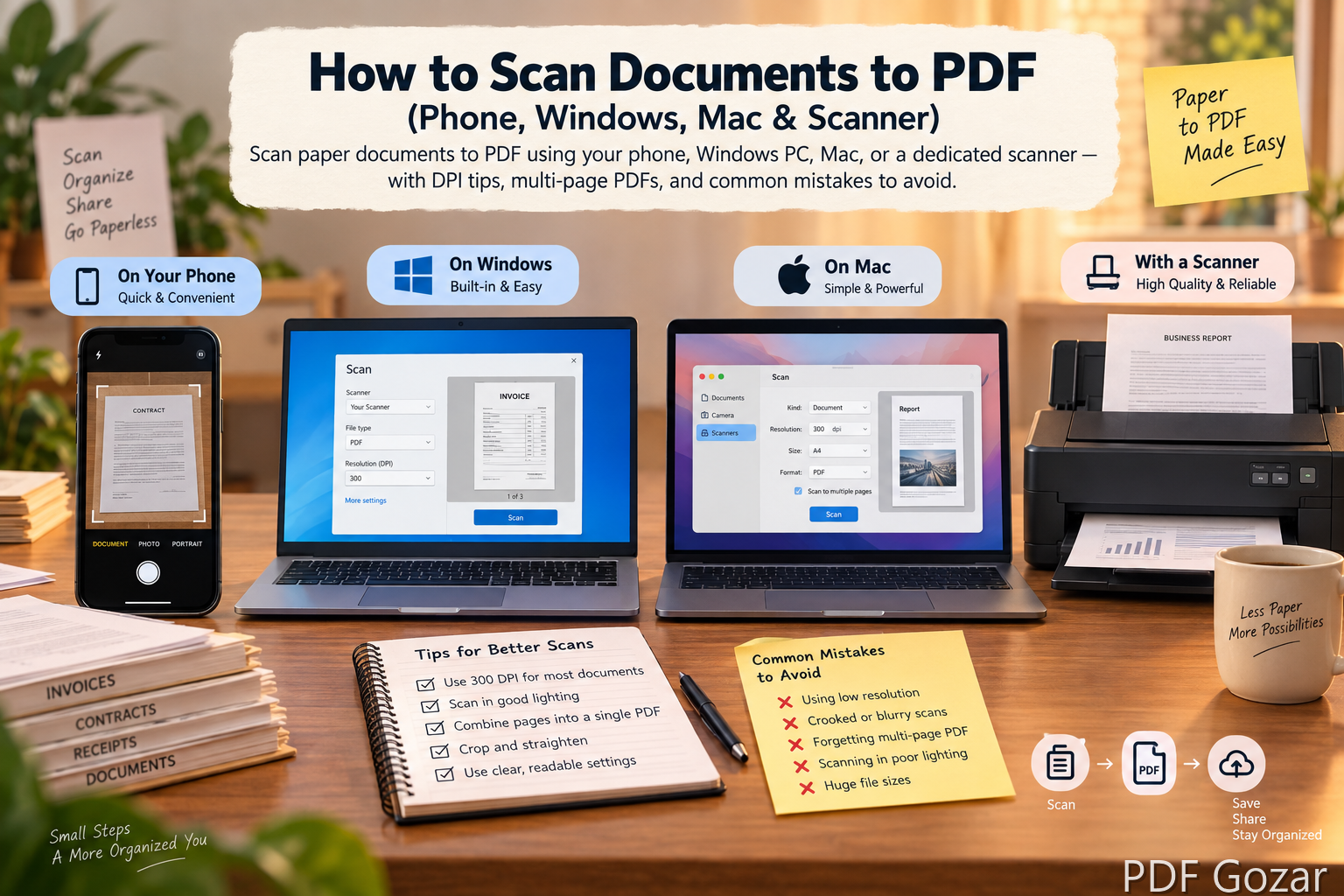 How to Scan Documents to PDF (Phone, Windows, Mac & Scanner)