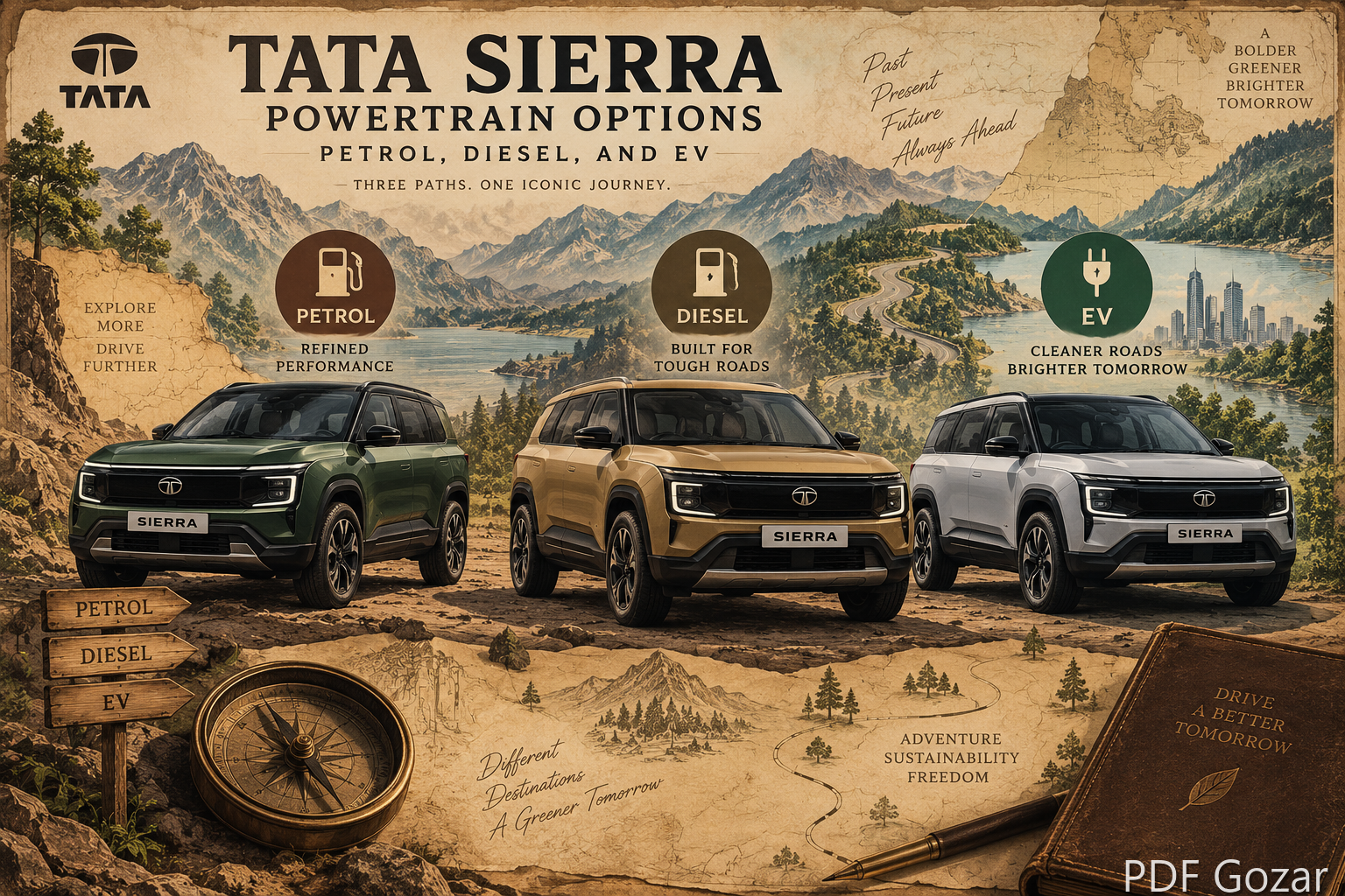 Tata Sierra powertrain options: petrol, diesel, and EV
